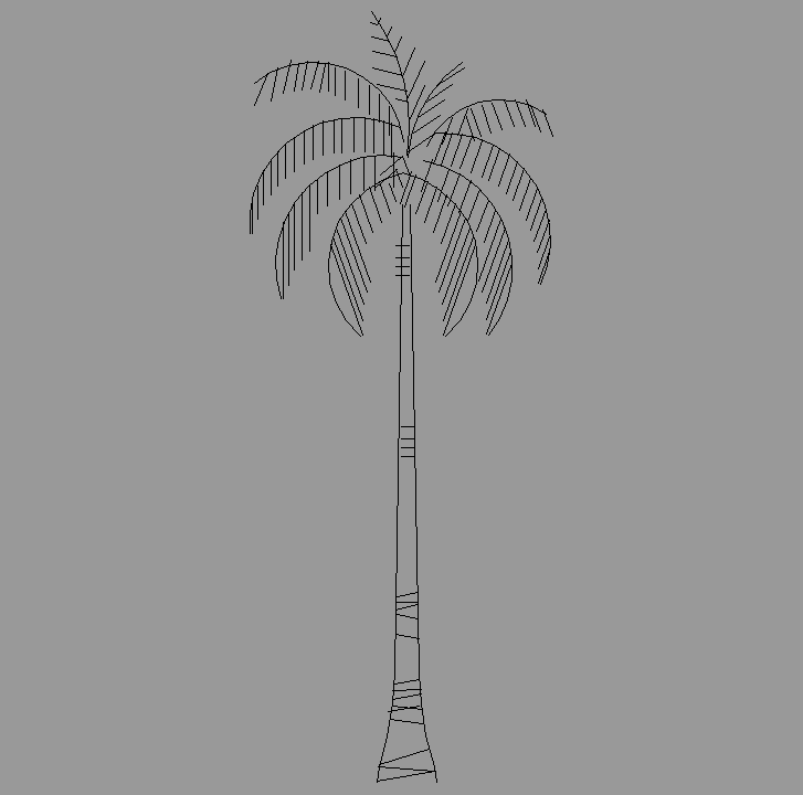 Bloque Autocad Vista de Palmera 03 en Alzado